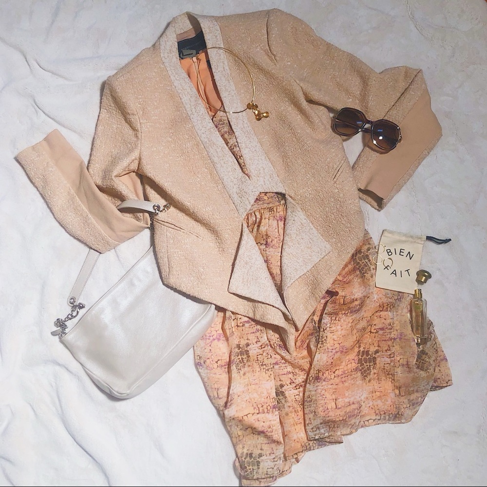 Textured Tweed jacket/blazer in cream/peach